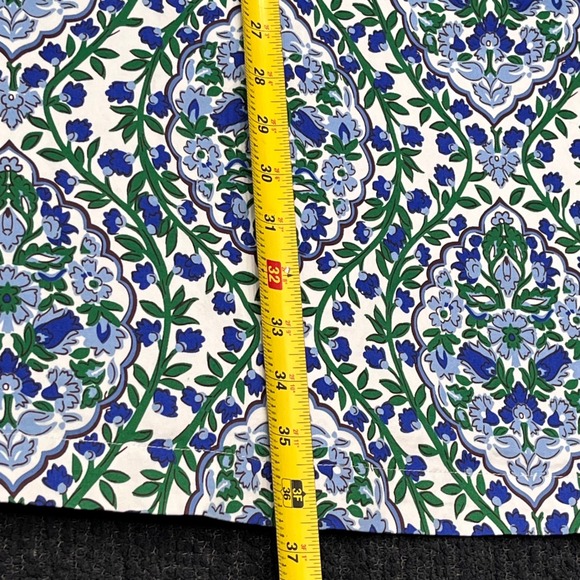 Boden Blue Green Floral Damask Short Sleeve Mini Shift Dress Pockets US 10L - Picture 9 of 9